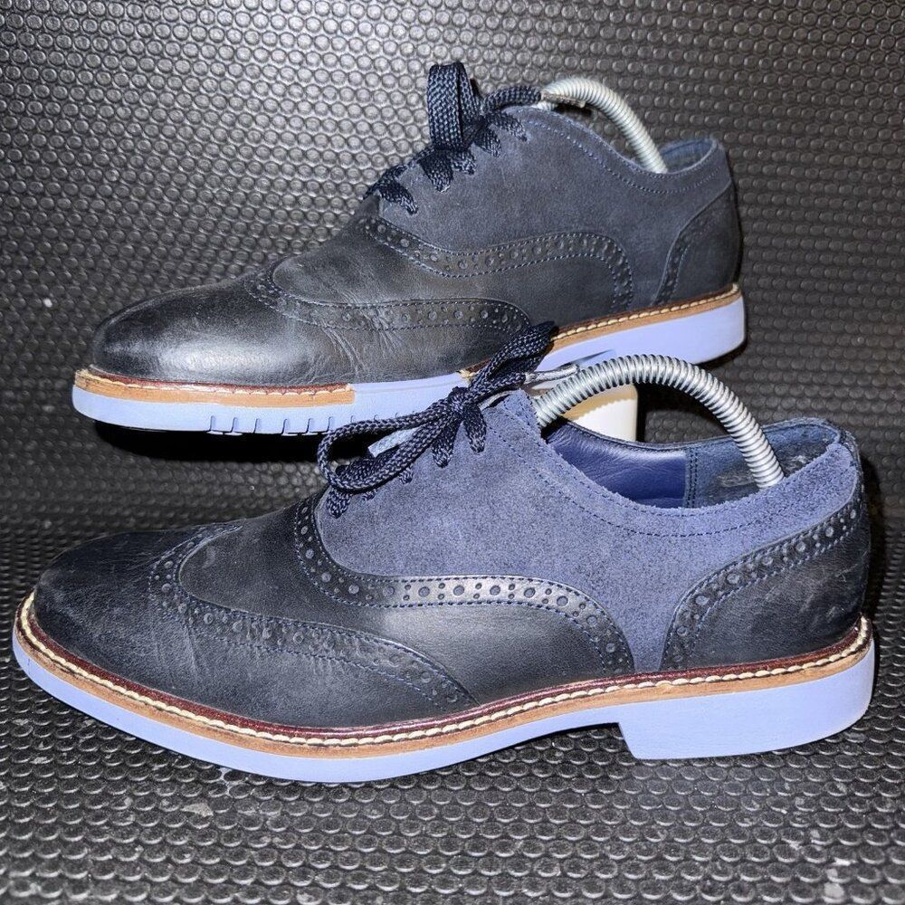 Cole Haan Blue Leather Suede Wingtip Oxfords Dress Shoes Lace Up Men’s Size 8.5M